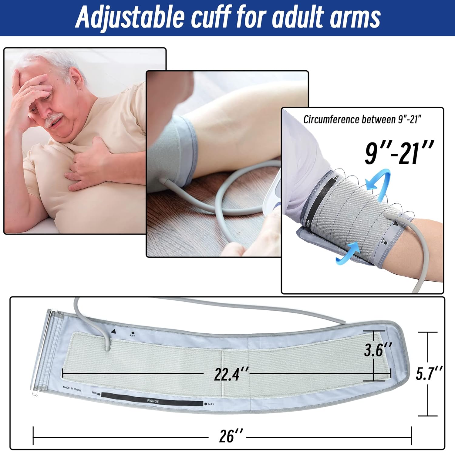 Extra Large Cuff Compatible with Omron 9201d-21201d Inch (22-53 cm) XL Blood Pressure Cuff for Adult ARM BP Replacement Cuff for Large ARM, Gray - Image 4