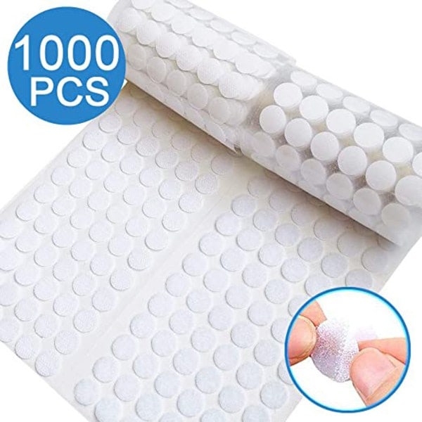 1000pcs Self-adhesive Velcro for Kids, Round, Early Education, Nylon, Self-adhesive, Die-cut, White, Silent, 10mm - Image 1