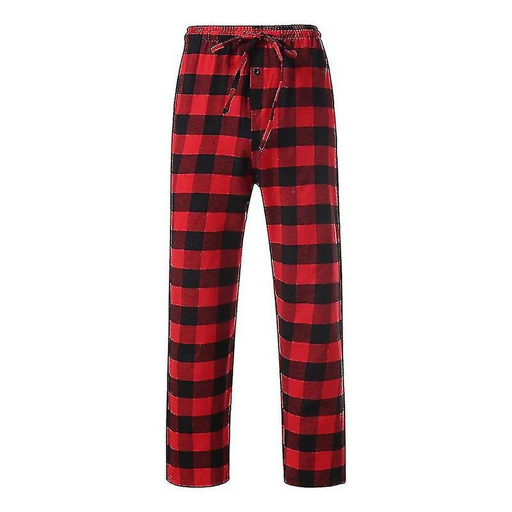 Men's Pajama Pants with Pockets, Soft Flannel Plaid Pajama Pants for Sleep M Gray - Image 3