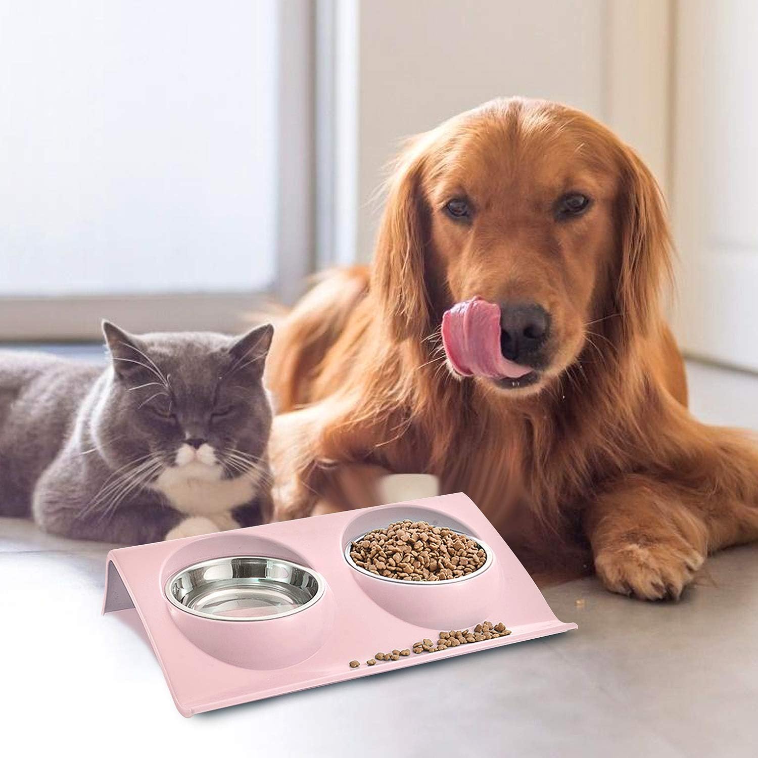 Cat food bowl, double cat food bowl, stainless steel cat bowl, non-slip, cat food bowls, stainless steel cat bowl set, cat food bowl - Image 5