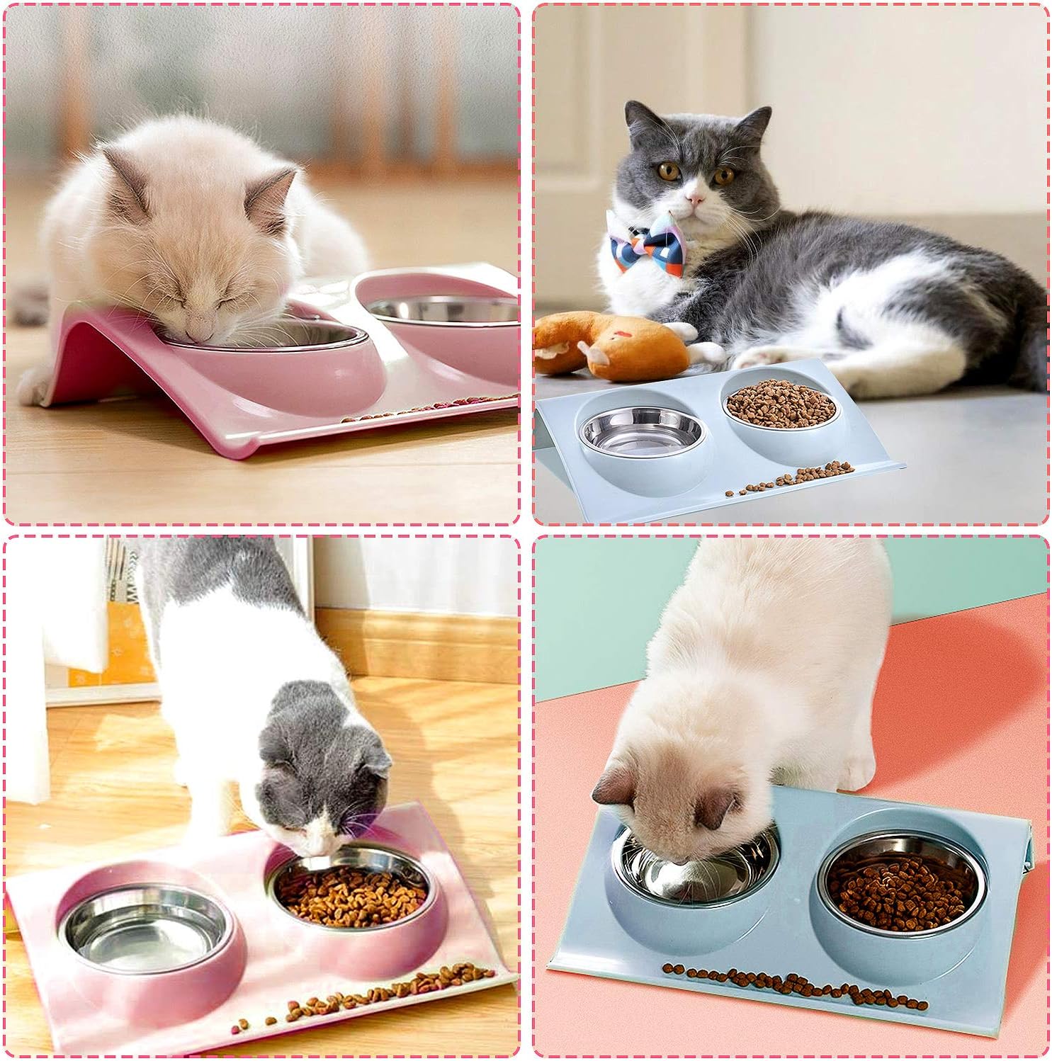Cat food bowl, double cat food bowl, stainless steel cat bowl, non-slip, cat food bowls, stainless steel cat bowl set, cat food bowl - Image 7