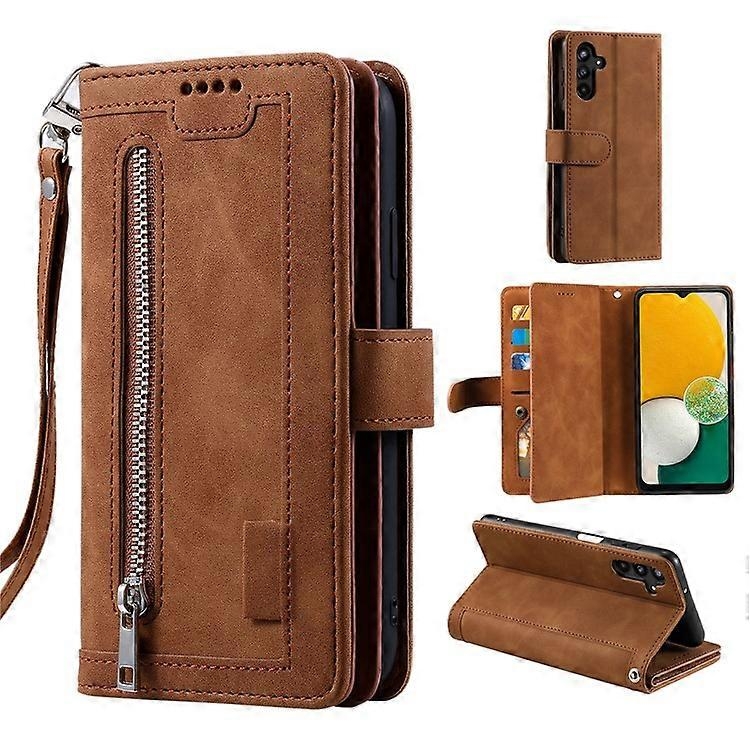 Compatible Case for Samsung Galaxy A26 5G PU Leather Phone Case with Zipper Wallet 9 Card Slots-Perfect Brown - Image 1