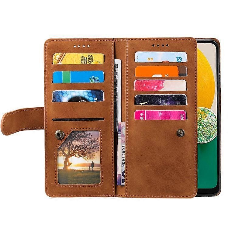 Compatible Case for Samsung Galaxy A26 5G PU Leather Phone Case with Zipper Wallet 9 Card Slots-Perfect Brown - Image 2
