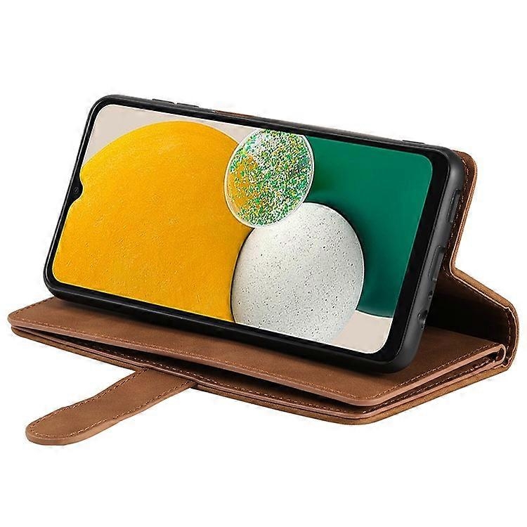 Compatible Case for Samsung Galaxy A26 5G PU Leather Phone Case with Zipper Wallet 9 Card Slots-Perfect Brown - Image 5