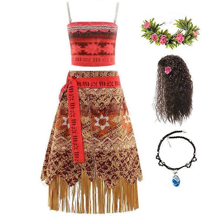 Princess Vaiana Cosplay for Girls Halloween Masquerade Carnival Party Costume Complete Set Full Set 120 - Image 1