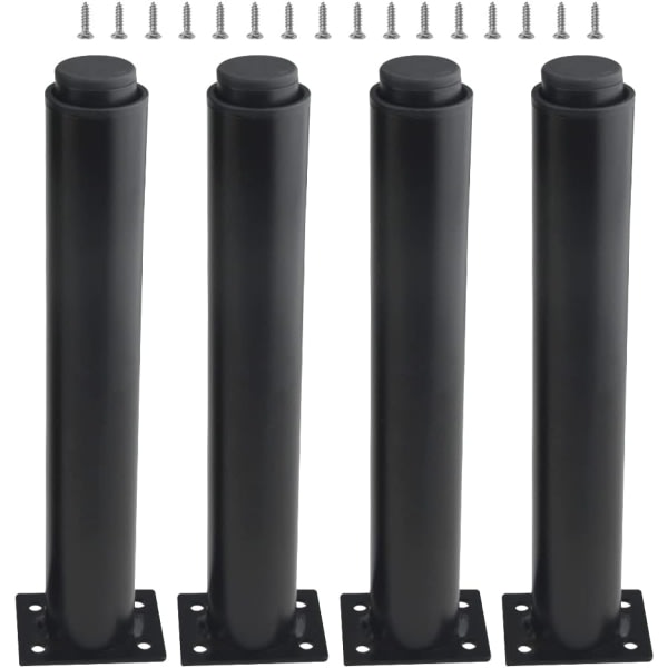 (25-42 cm, black) Set of 4 sturdy adjustable metal furniture legs - Image 1