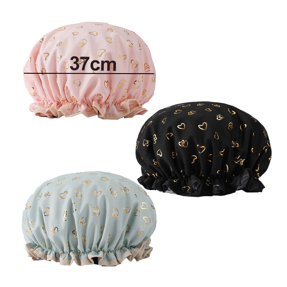 Shower Caps, 3-pack for women, waterproof and double layered - Image 2