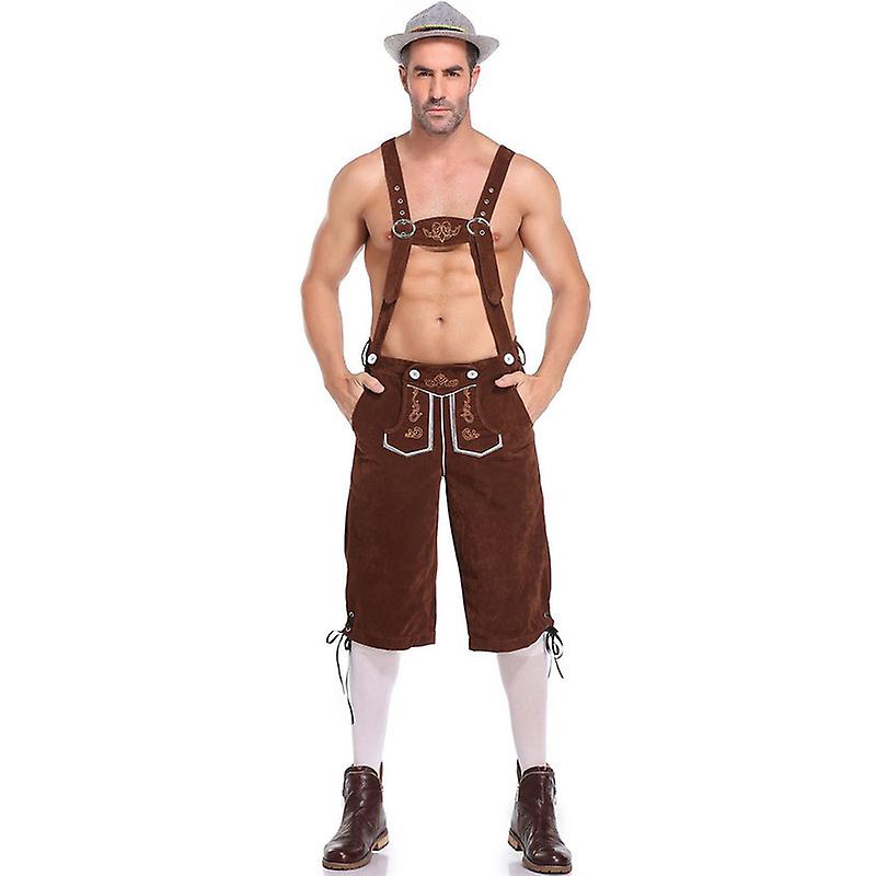 Lederhosen for Men - Genuine Leather, Authentic German Lederhosen for Men, Oktoberfest Attire - Brown-XF7-Brown XL - Image 3