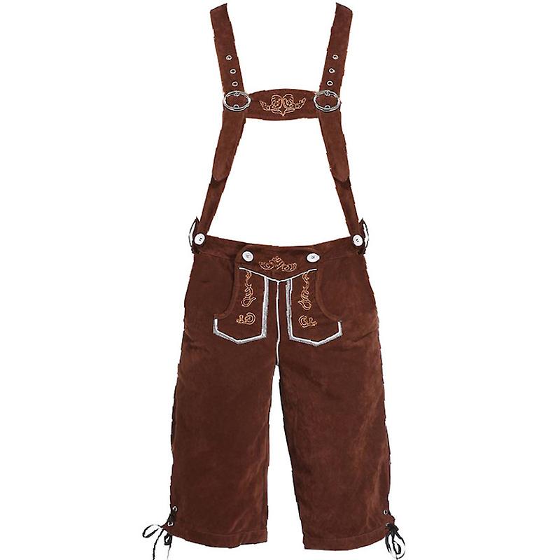 Men's Lederhosen - Genuine Leather, Authentic German Lederhosen for Men, Oktoberfest Attire - Brown-XF7-Brown M - Image 4