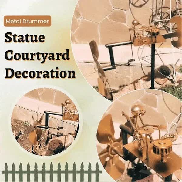 Drummer Weather Vane Garden Decoration, Handmade Metal Percussionist Music Weather Vane Statues Ornaments, Rock Art Wind Spinners Weather Vane for Yard Lawn... - Image 2