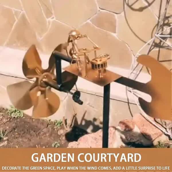 Drummer Weather Vane Garden Decoration, Handmade Metal Percussionist Music Weather Vane Statues Ornaments, Rock Art Wind Spinners Weather Vane for Yard Lawn... - Image 3
