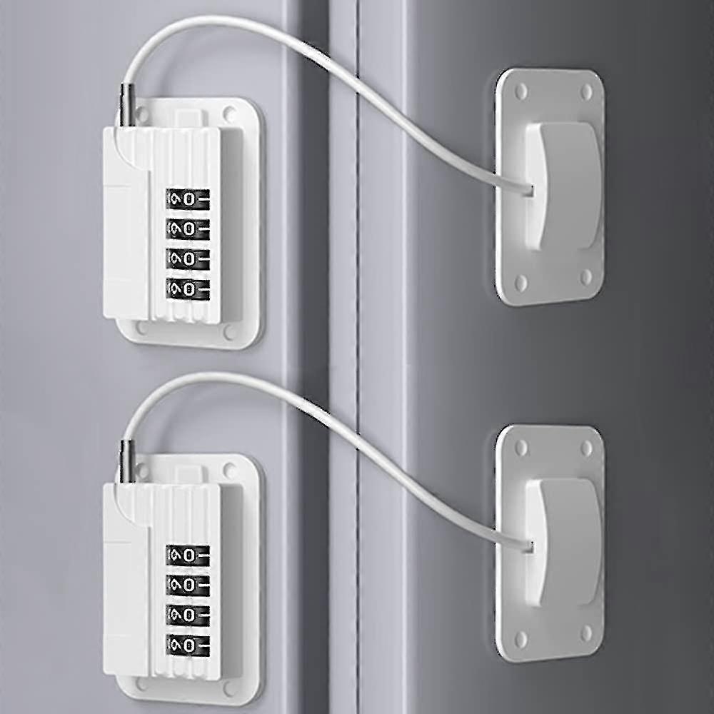 Self-Adhesive Refrigerator Lock Pack for Adults, White, Combination Lock, Refrigerator Safety Lock, for Children, Electric Mini Fridge, Door - perfect-max - Image 1