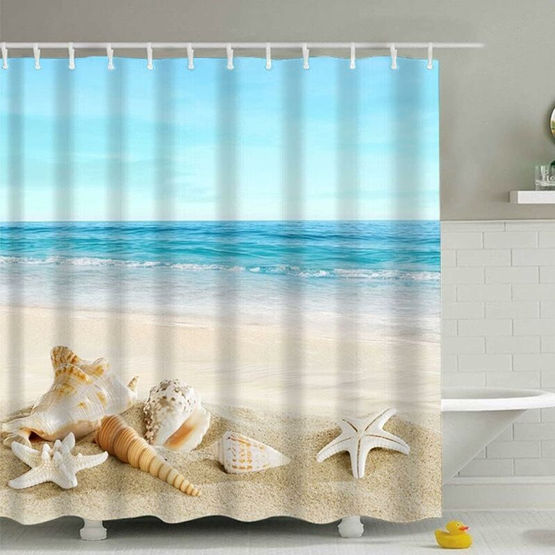 Waterproof Shower Curtain for Beach with Elegant Pattern, Anti-Mildew, 200x240 cm - Image 1