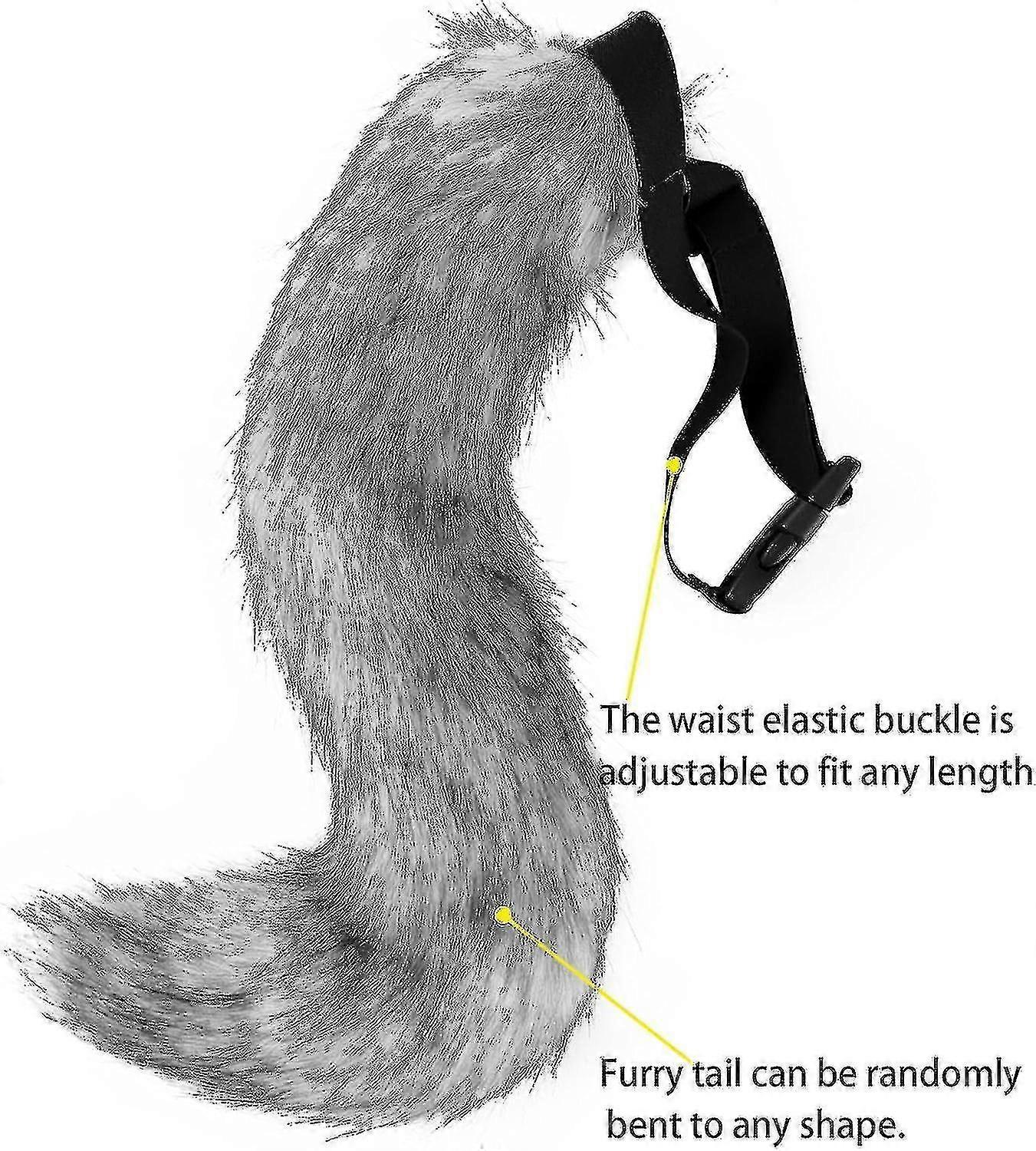 Artificial Fur Fox Tail Cat Werewolf Cosplay Costume Set Plush Mask Fluffy Paws Gloves Halloween Christmas Grass yellow One Size - Image 3