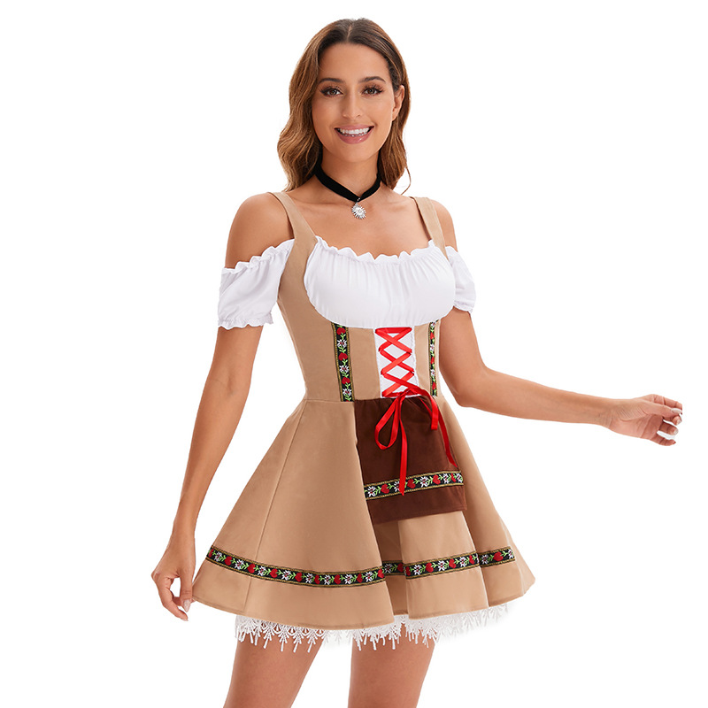 Oktoberfest Costume Carnival Party Beer Costume Girl Dress Set 31643 brown S\/M - Image 1