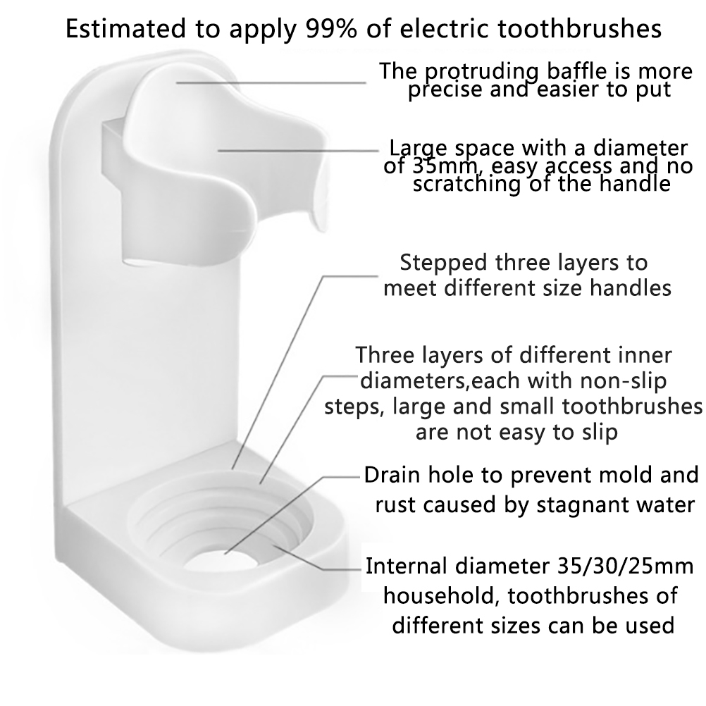4-pack Wall Mounted Electric Toothbrush Holder Electric Toothbrush Stand - Image 3