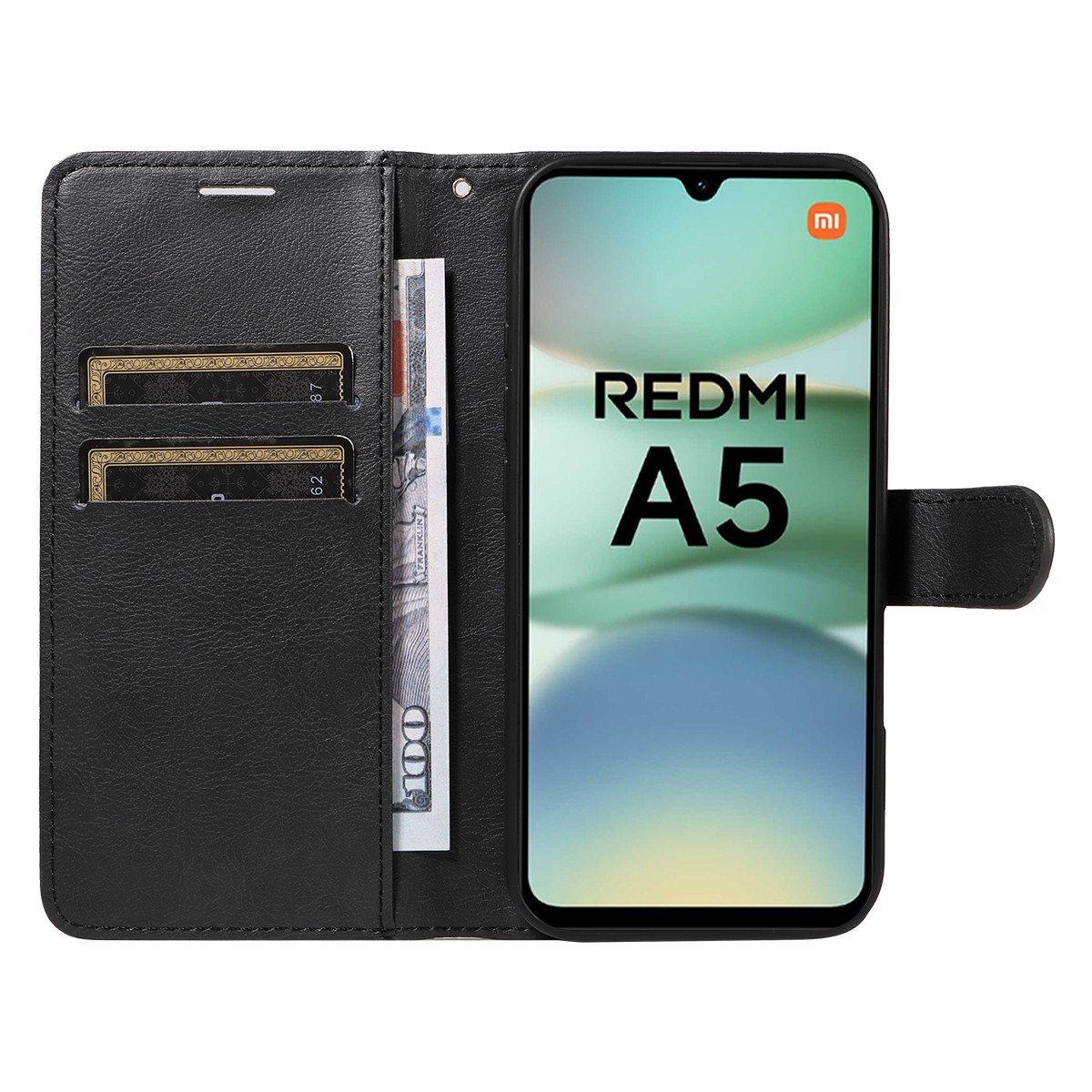 SKALO Xiaomi Redmi A5 4G PU Leather Wallet Case - More Colors_MGF Black - Image 3