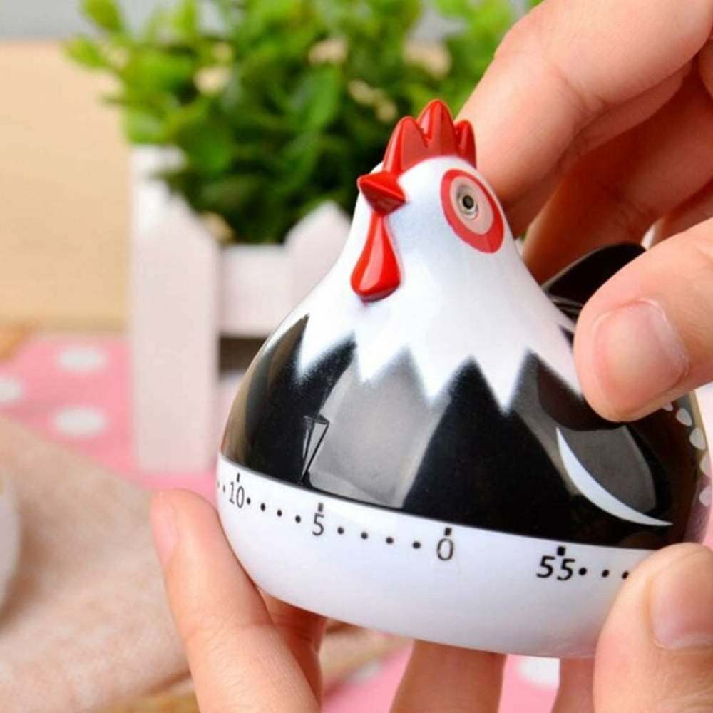 Manual Timer Chicken Design, Loud Kitchen Clock for Cooking Baking Dishwashing Durable ABS Material No Batteries Required (Black) - Image 4