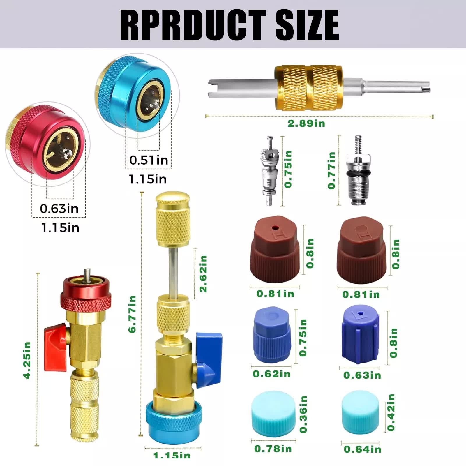 Professional Car AC Repair Kit, Schrader Valve Core Removal Tool with Quick Release for High and Low Pressure R134A Refrigeration Systems - Image 3