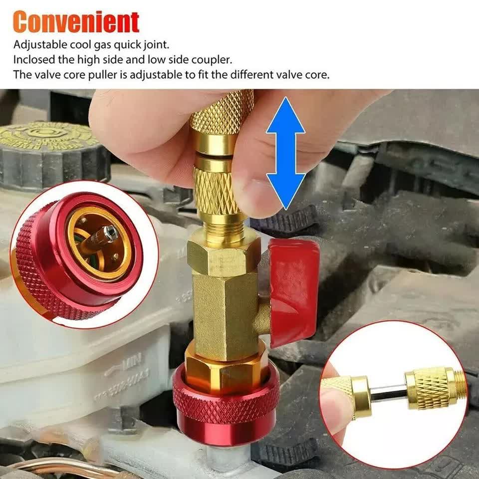 Professional Car AC Repair Kit, Schrader Valve Core Removal Tool with Quick Release for High and Low Pressure R134A Refrigeration Systems - Image 5