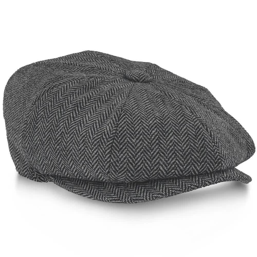 2023 Retro Newsboy Caps Men Octagonal Hats Peaky Blinders Newsbo Grey - Image 3