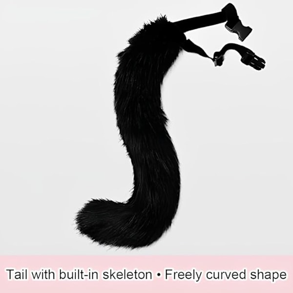 Plush mask with fox tail and ears set, cat tail fox costume cosplay costume with cat ears and paw gloves halloween cosplay white white - Image 5