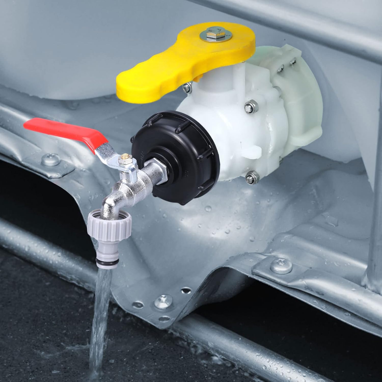 1000L Tank Faucet with Irrigation Hose Adapter, S60X6 IBC Faucet Connector, Rainwater Harvester Garden Faucet (1/2\