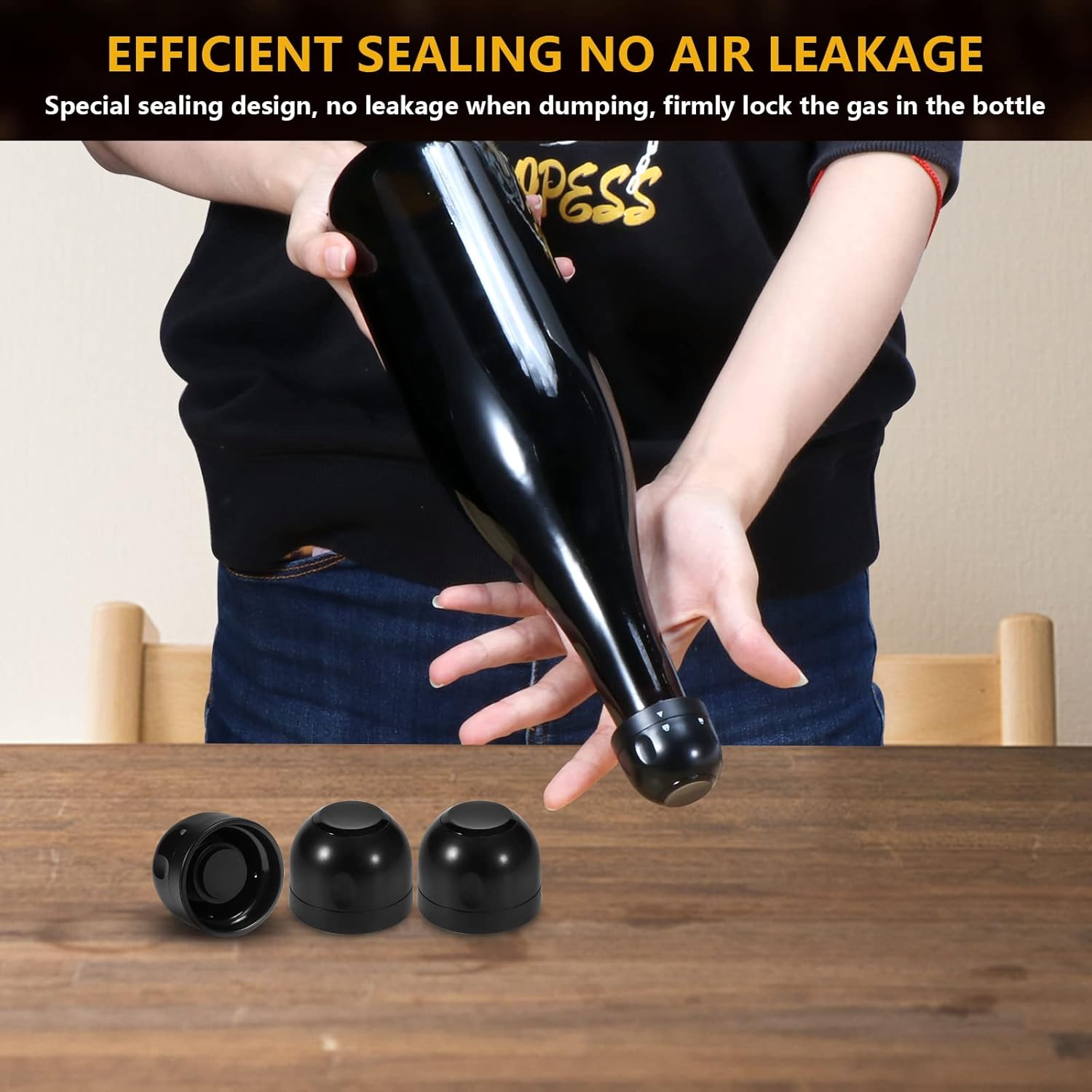 Champagne stopper, wine stopper, 4-pack, universal, reusable, silicone, sealed, leak-proof - Image 3