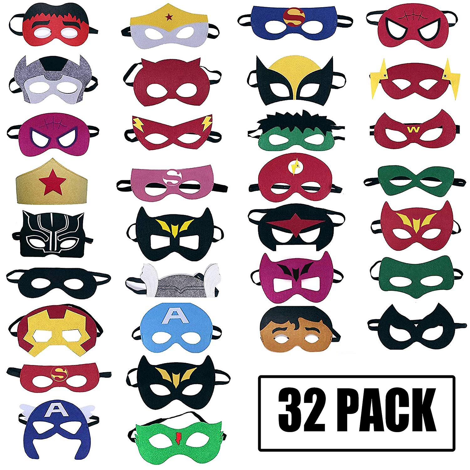 Superhero Masks Party Favors - 32 Pack Felt and Elastic Masks for Kids - Image 2
