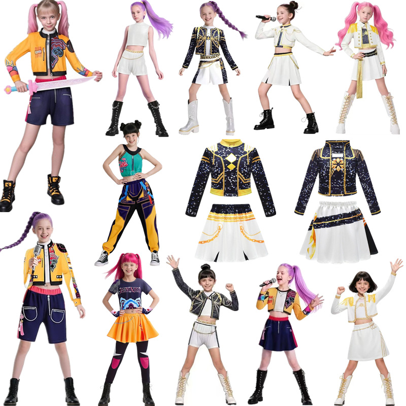 2025 Demon Hunter K-Pop Costume | Halloween Outfit Women Kids Cosplay No. 7 3-piece set_tfrf No. 7 3-piece set 130cm - Image 2