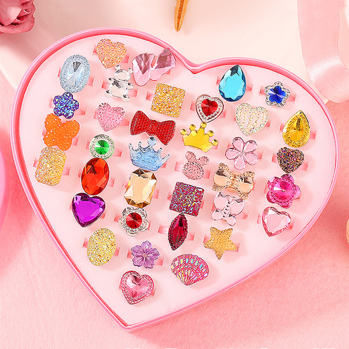 Princess Ring Charm Finger Rings Toy Jewelry Children Party Gift 36pcs/lot - Image 1