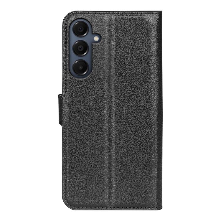 Samsung Galaxy A17 5G Litchi Texture Case with Horizontal Flip and Stand Black_max Black - Image 3