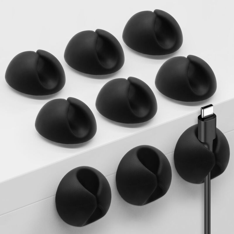 10-pack Self-Adhesive Wire and Cable Clips, Bed Clips, Cable Holder, Cable Organizer, Single Port (Black) - Image 1