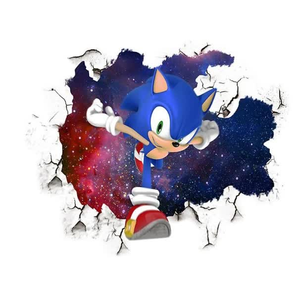 3D Sonic wall sticker children's room graffiti decoration 3D Brok - Image 1
