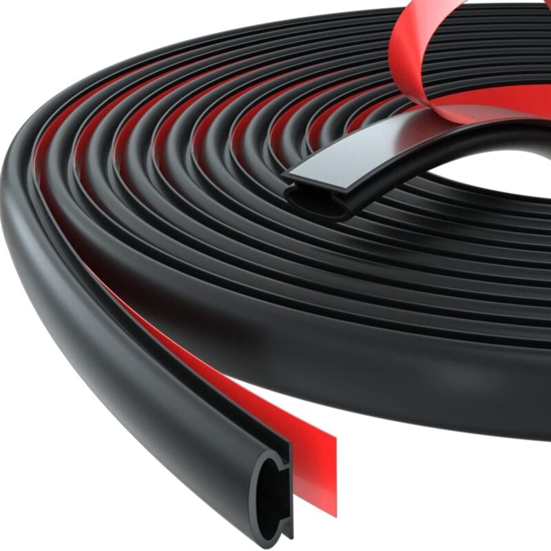 Self-Adhesive Rubber Door Window Seal D-Profile 6M Black for Cooling and Sound Insulation Weather Strip - Image 1