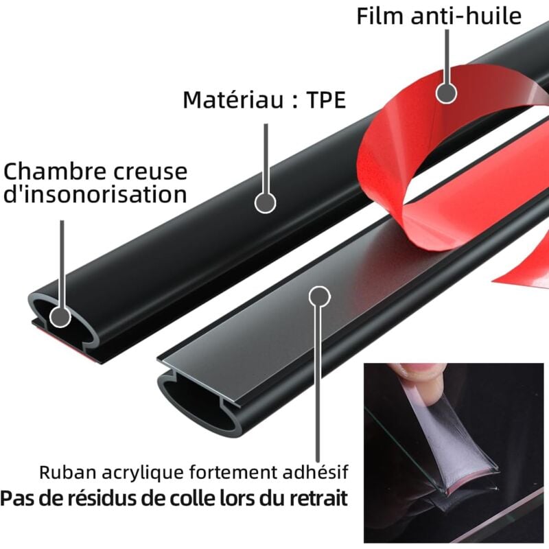 Self-Adhesive Rubber Door Window Seal D-Profile 6M Black for Cooling and Sound Insulation Weather Strip - Image 3