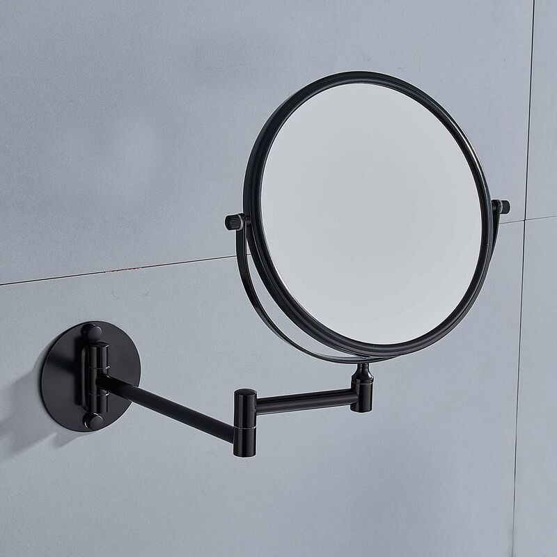 Wall Mounted Makeup Mirror x3, Black Makeup Mirrors Bathroom Mirror 20cm Double Wall Mirror, 360° Rotatable and Extendable - Image 4