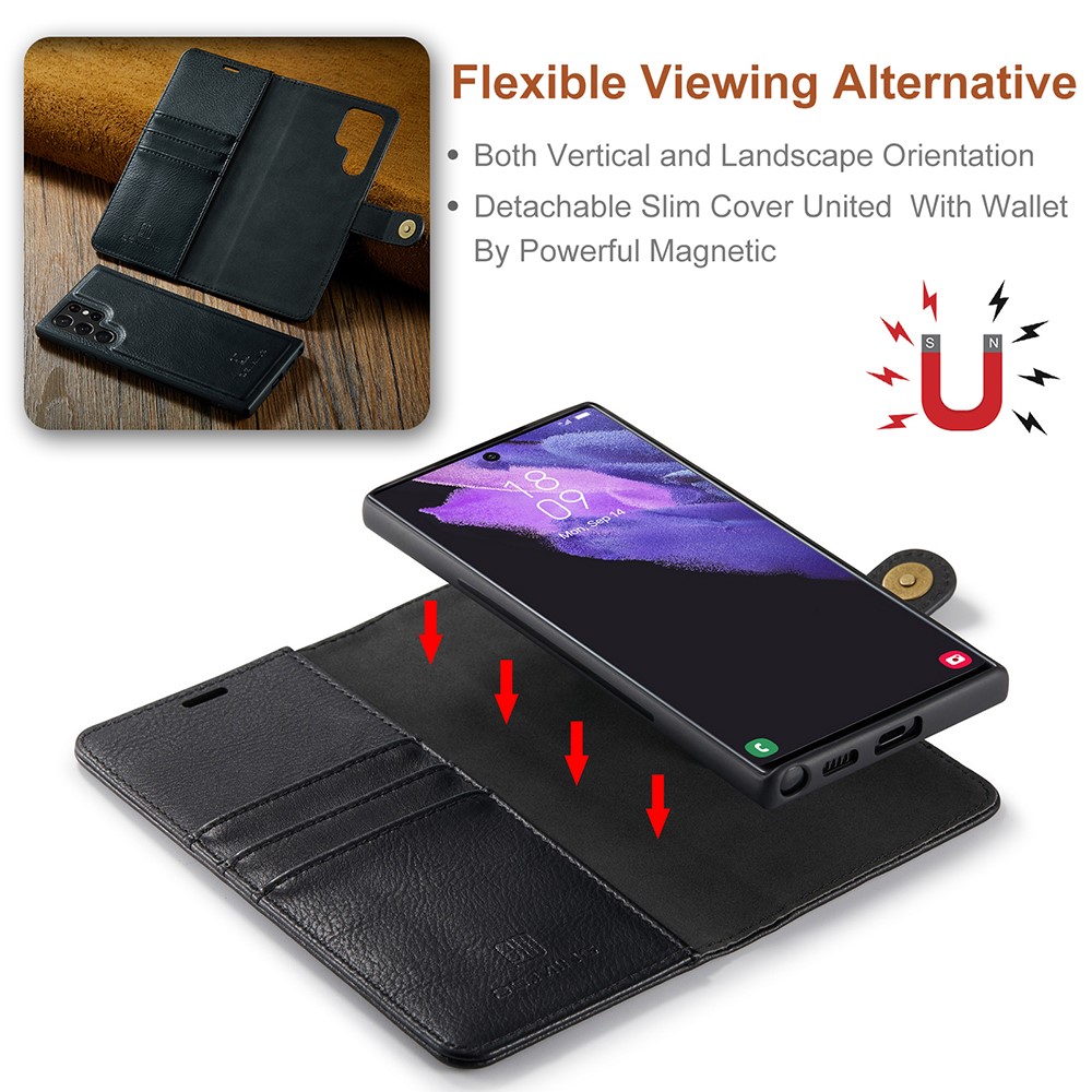 DG.MING 2-in-1 Magnetic Wallet Samsung Galaxy S22 Ultra Black_max - Image 3