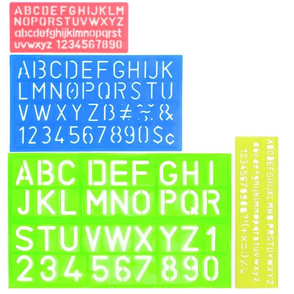 4-piece stencil set, letter stencils, plastic number stencils, stencils in various sizes, painting stencils for children, DIY painting learning - Image 1