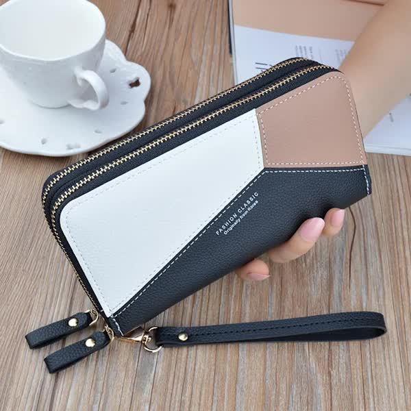 /NN/ Men's wallet - Double zipper - Large wallet black - Image 1