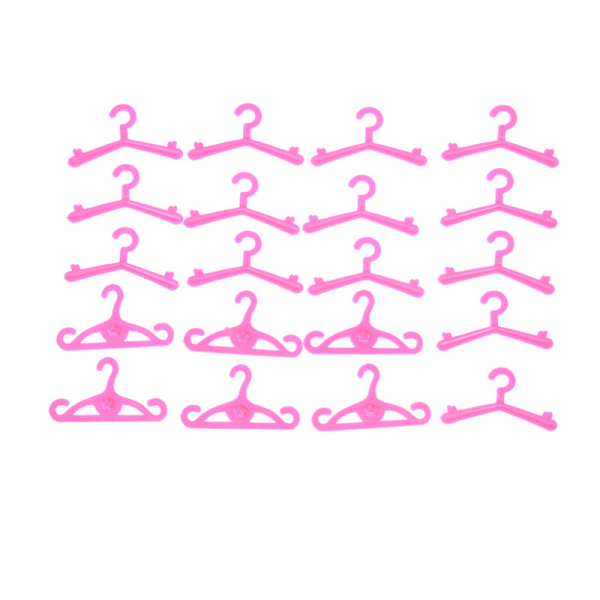 20 pcs/lot Pink Hangers Dress Clothes Accessories For Barbie Doll 0 - Image 1