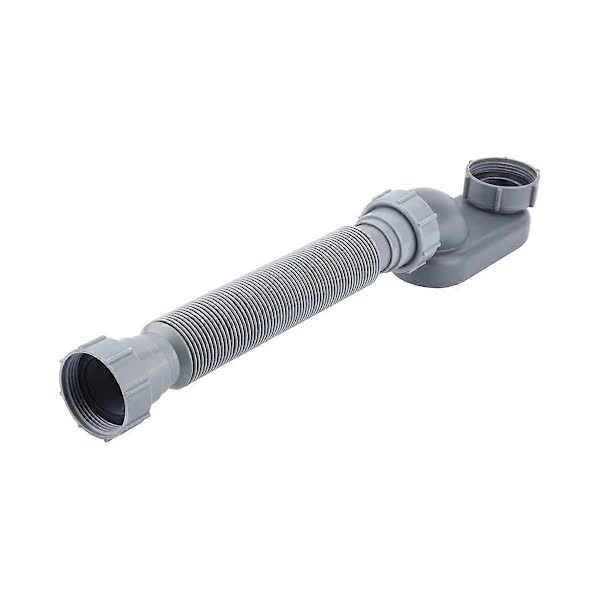Low Profile 1 1/2 P-Trap Flexible Bathtub Shower Drain Pipe Flat P-Trap Freestanding Bathtub Drain For Bath Tub Drain Gray - Image 1