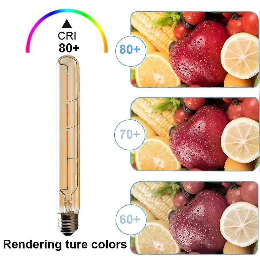 5-pack T225 Long Tube Bulbs, LED Edison Filament, 4W E27 Socket Warm White, Yellow Glass for Decorative Light Bulb, AC 220-240V—yux - Image 4