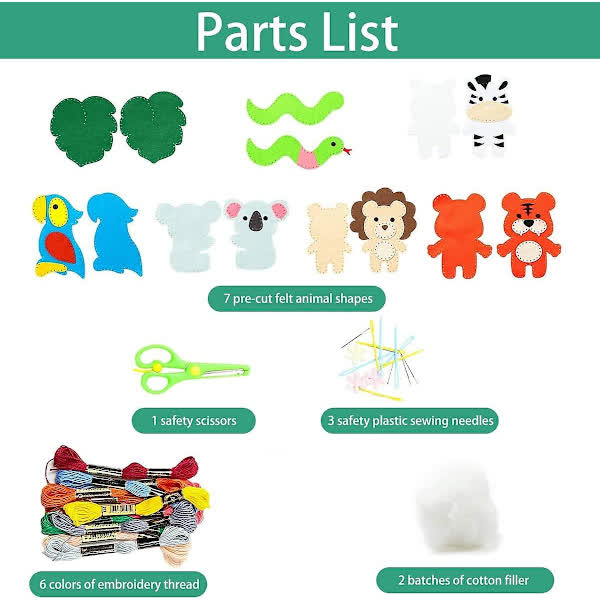 Sewing Kit for Kids, Cute Dinosaur Felt DIY Kids Felt Craft Kit, Learn to Sew Craft Materials, Children's Beginner Educational Toys, Sewing Craft Kit (di - Image 3
