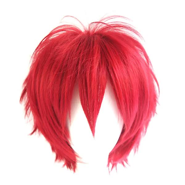 /NN/ Wig Short Style Adjustable High Temperature Fiber Men's Anime Cosplay Hairpiece for Party Burgundy - Image 1