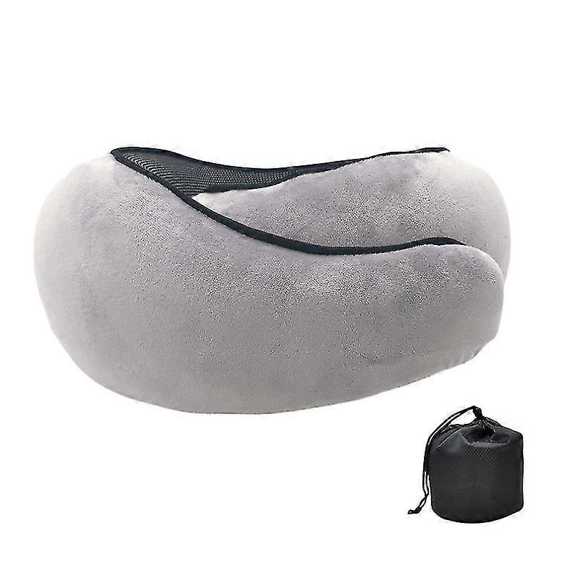 Travel Neck Pillow U-Shaped Memory Cotton Neck Pillows Massage Neck Pillow Sleeping Airplane Pillow Cervical Health Care Pillow grey - Image 1