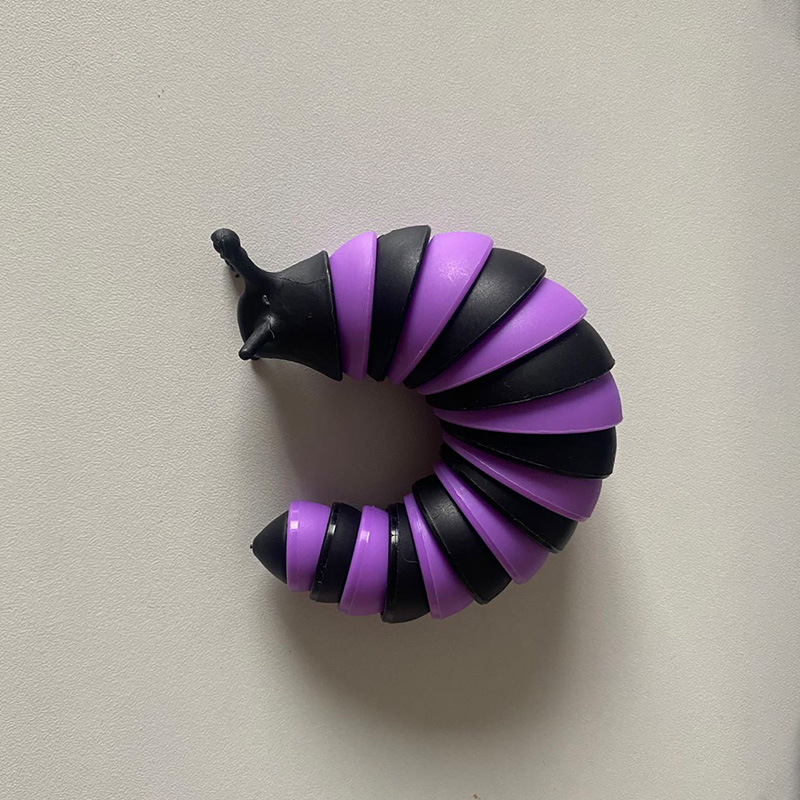 Fidget Slug, 3D Sensory Slug Fidget Toy, Funny Crawling Slug Fidget Toy Black purple 14CM - Image 2