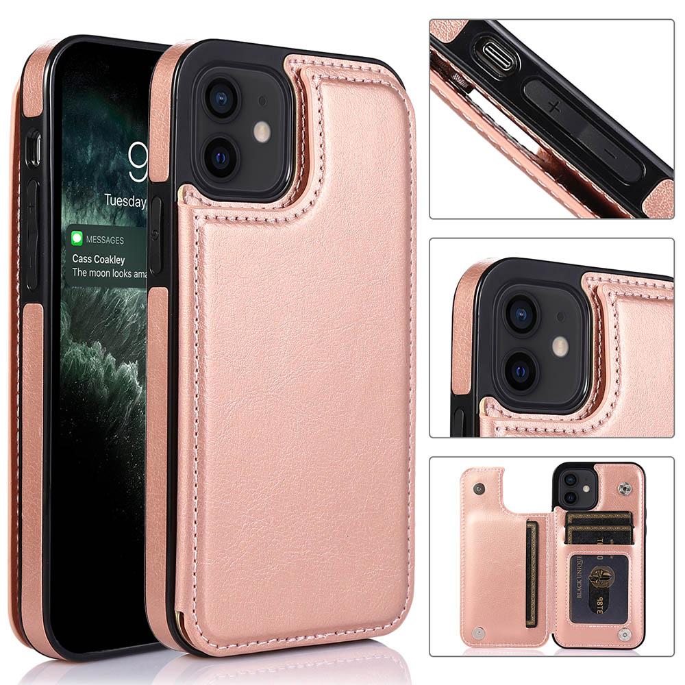iPhone 12 - Practical and stylish case with card holder Rose gold - Image 1