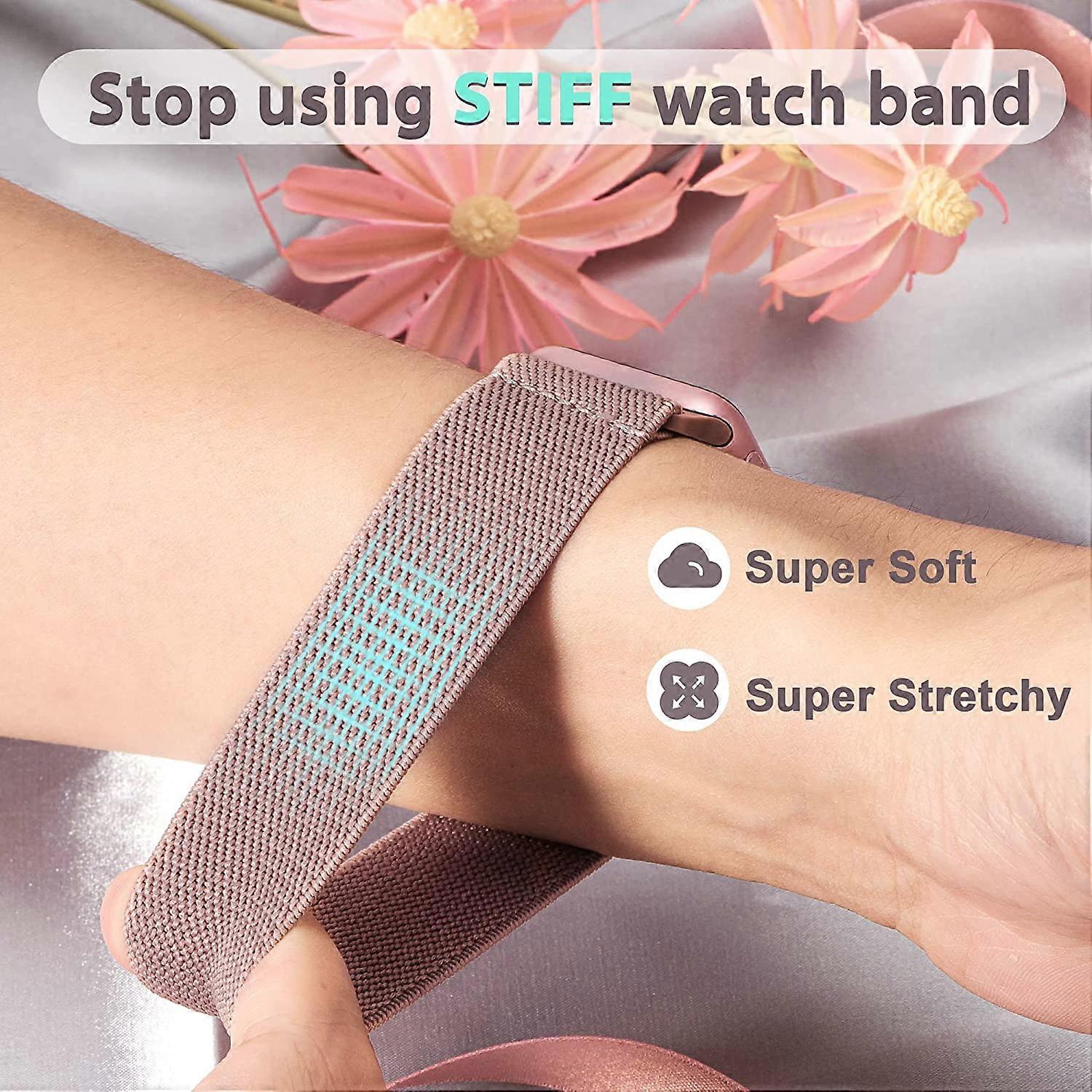 5-pack Nylon Stretch Band Compatible with Apple Watch 42mm 44mm 45mm Women Men, Fabric Elastic Bracelet Solo Loop Band for iWat—max - Image 5