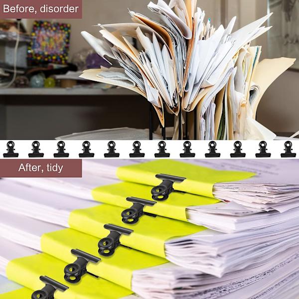 50 Pieces Hinged Metal Clips Strong Spring Black Bulldog Clip 22mm Metal Clips Small Paper Clip for Files Food Bags Photo - Image 2